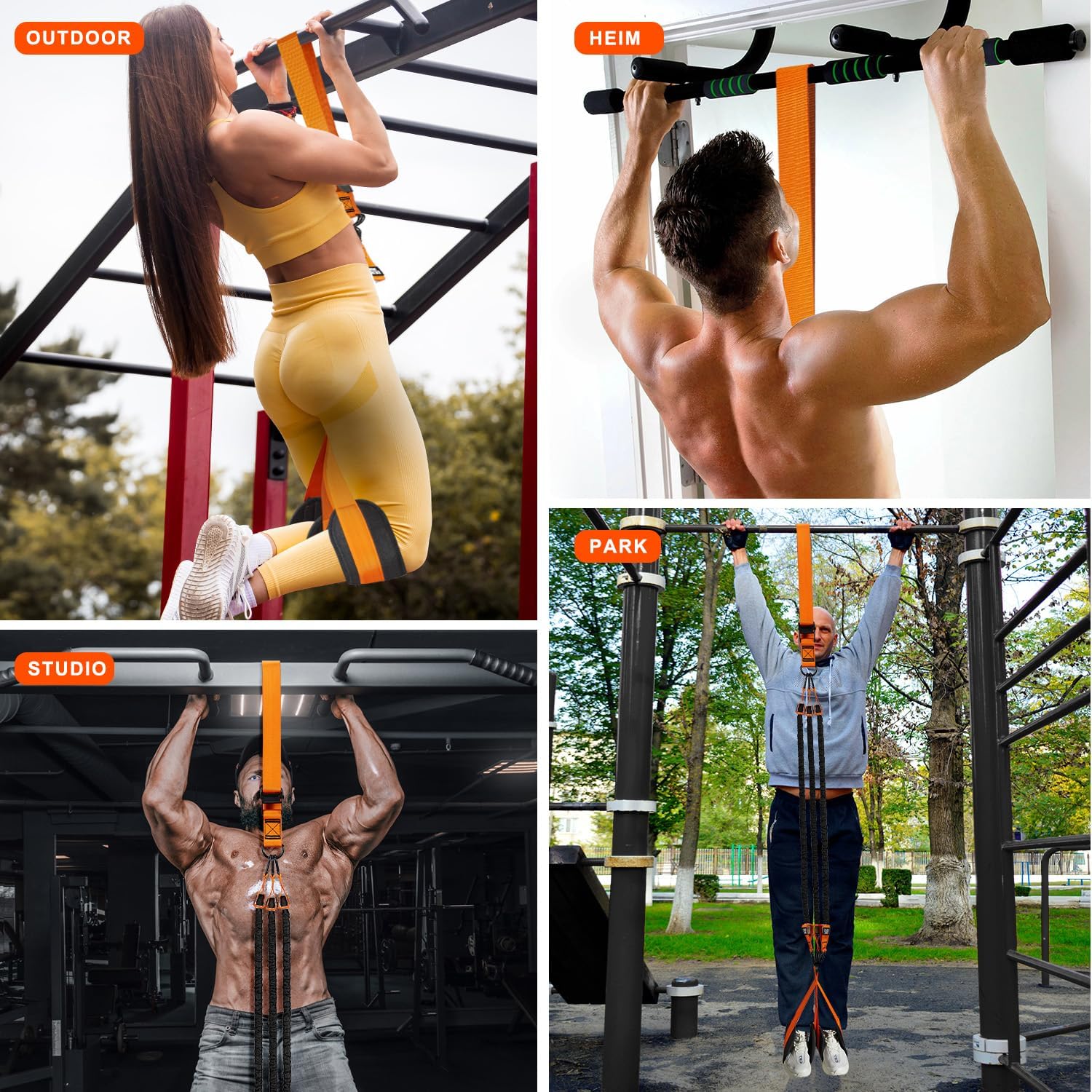 HPYGN Pull Up Assistance Bands, Heavy Duty Resistance Band for Pull Up Bar, Adjustable Weight/Size with Fabric Feet/Knee Rest, Bands for Pull Up Assist for Strength Training, Pull Up Assist Band - Image 4