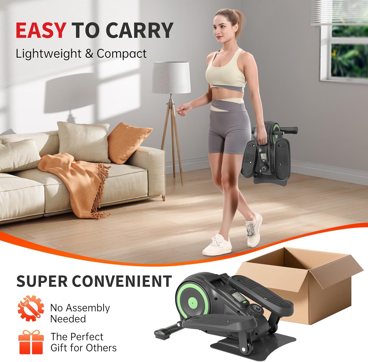 Under Desk Elliptical Machine, Ellipse Leg Exerciser as Seen on TV for Seniors, Pedal Exerciser Fully Assembled with 8 Resistance Levels, Portable Leg Exerciser for Home Office - Image 6