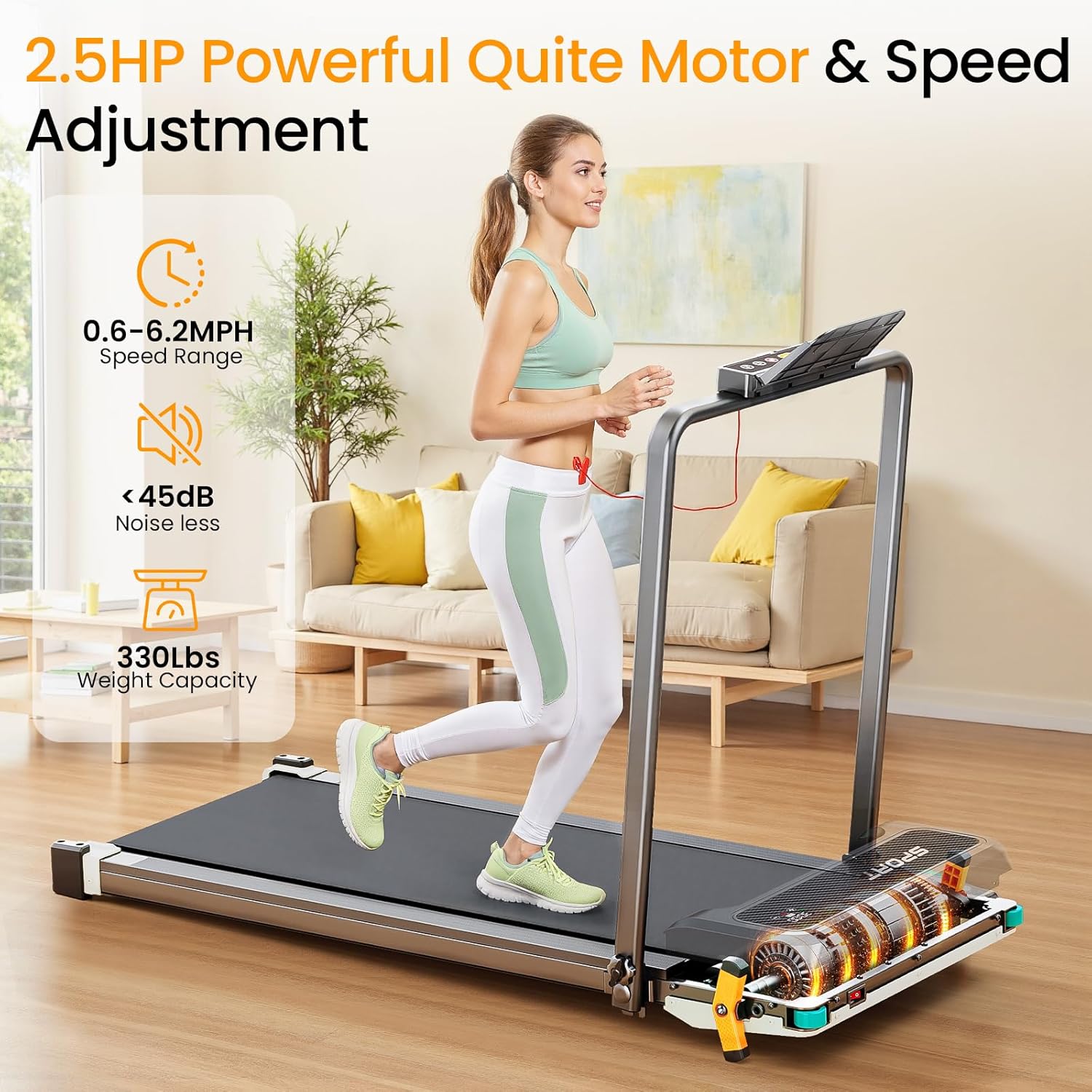 Walking Pad with Incline - Dual-Sided 2 in 1 Under Desk Treadmill with Shiatsu Foot Massager, 330LBs Walking Pad Treadmills for Home and Office, LED Display and Remote Control - Image 4