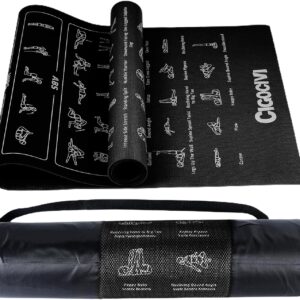 Instructional Travel Yoga Mat with 75 Poses & Exercises – Non-slip Exercise Mat for Home Workout, Includes Carrying Bag – Perfect for Beginners, 68″x24″x0.25″