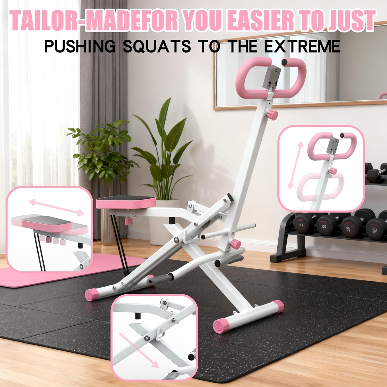 Squat Machine for Home - Exercise Machine with Adjustable Resistance Bands Row-N-Ride Squat Assist Trainer for Glutes & Ab Back Legs Workout - Image 3