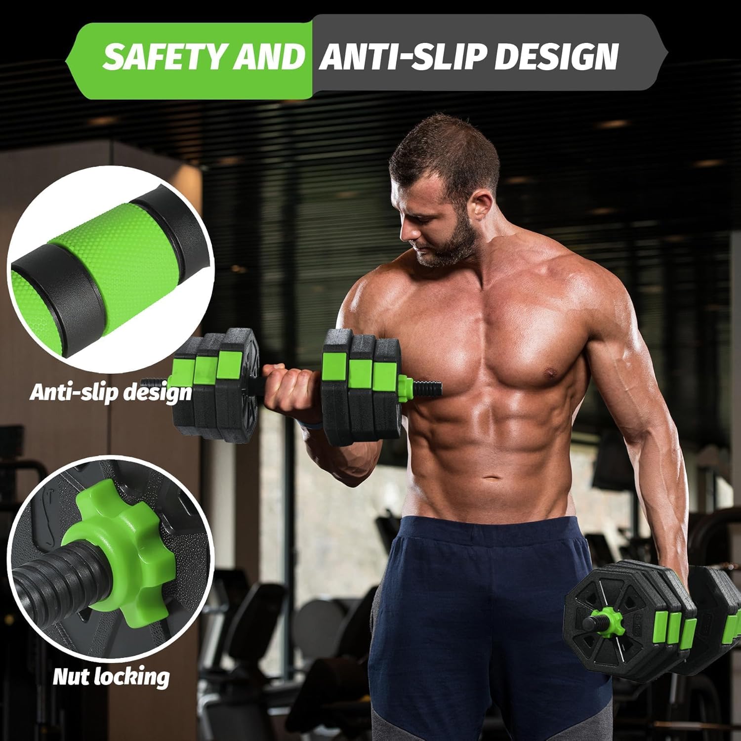 Adjustable Dumbbells, 44/66/88Lbs Free Weight Set with Connector, 4 In1 Weight Dumbbell Set Used As Kettlebells, Barbell, Push Up Stand, Fitness Exercise for Home Gym Suitable Men/Women - Image 6