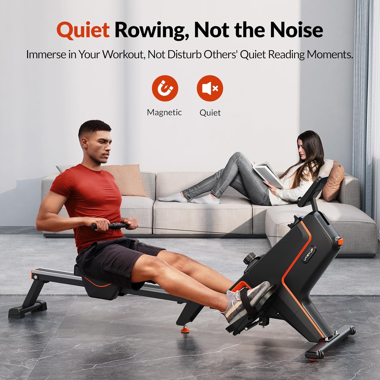 Magnetic Rowing Machines for Home (R05), Water Rowing (R10), 16 Levels of Quiet Resistance Foldable Compact Rowing Machine 350 LB Weight Capacity with Bluetooth, App Supported, Tablet Holder - Image 3