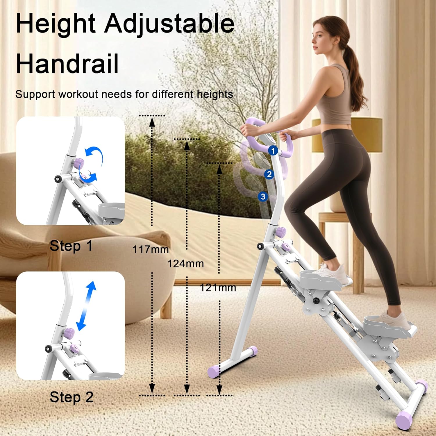 Stair Stepper for Home, Folding Vertical Climber Workout Machine for Full-Body Exercise Stair Stepper with Stable Frame Adjustable Handlebar & Pedals - Image 8