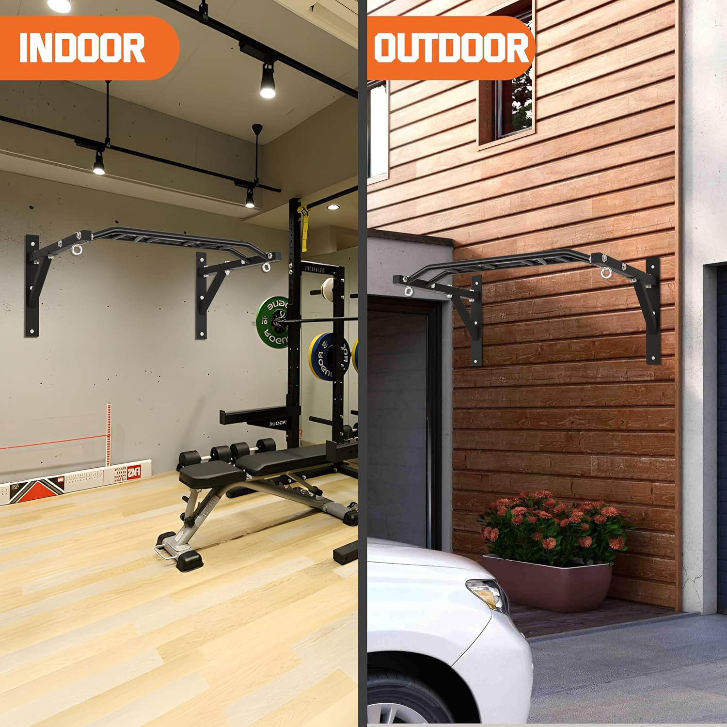 Upgraded-HWOOUSA Pull Up Bar Wall Mounted,Heavy Duty Multi Grip Bar with 14 Grip Positions,Space Saving Home Gym Equipment -Ideal for Garage,Outdoor Strength Training, Chin Up Bar,Supports to 600 Lbs - Image 5