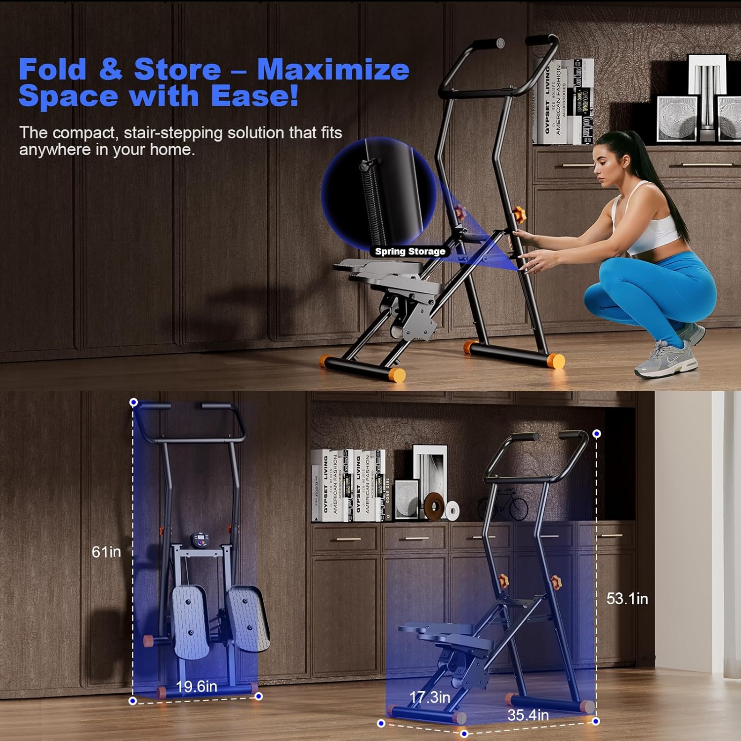 Stair Stepper for Home Gym, 350lbs Vertical Climber Machine with LCD Display, Non-Slip Pedals & 350lb Capacity Compact Folding Cardio Exercise Climber - Image 5
