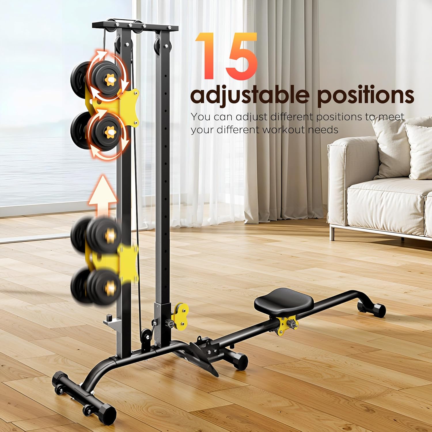 SogesPower LAT Pull Down Machine for Home Gym,Heavy Duty Cable LAT Pull Down & Seated Row Workout Station with Adjustable Resistance, High Pulley System for Back, Shoulder & Arm Exercises - Image 6