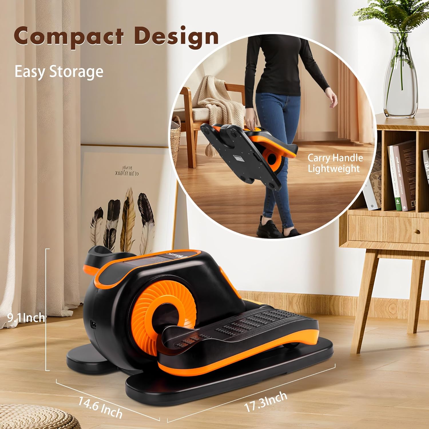 Under Desk Elliptical Machine, Electric Elliptical Training Machine w/Remote & 12 Speeds Level, Manual & Auto Mode, Elliptical Traier for Seniors Seated Pedal Exerciser for Home Office - Image 2