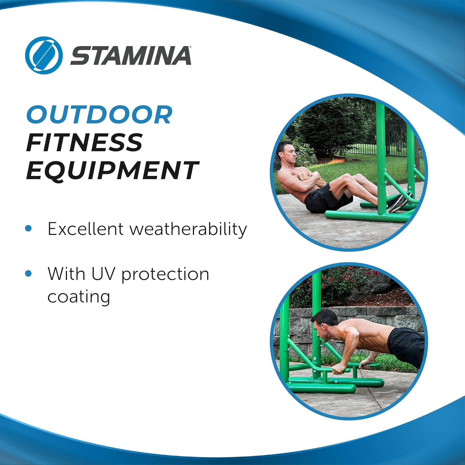 Stamina Pull Up Bar Tower & Dip Station, Free Standing Outdoor Home Gym Equipment, Green - Adjustable and Portable Workout Stand for Calisthenics Body Weight Training - Image 8