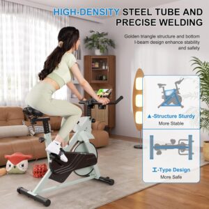 Exercise Bike, 32-Level Magnetic Resistance Stationary Bikes for Home, Low Noise 300LBS Weight Capacity Workout Cycling Bike for Home Gym with Pad Mount, LCD Monitor, Cup Holder