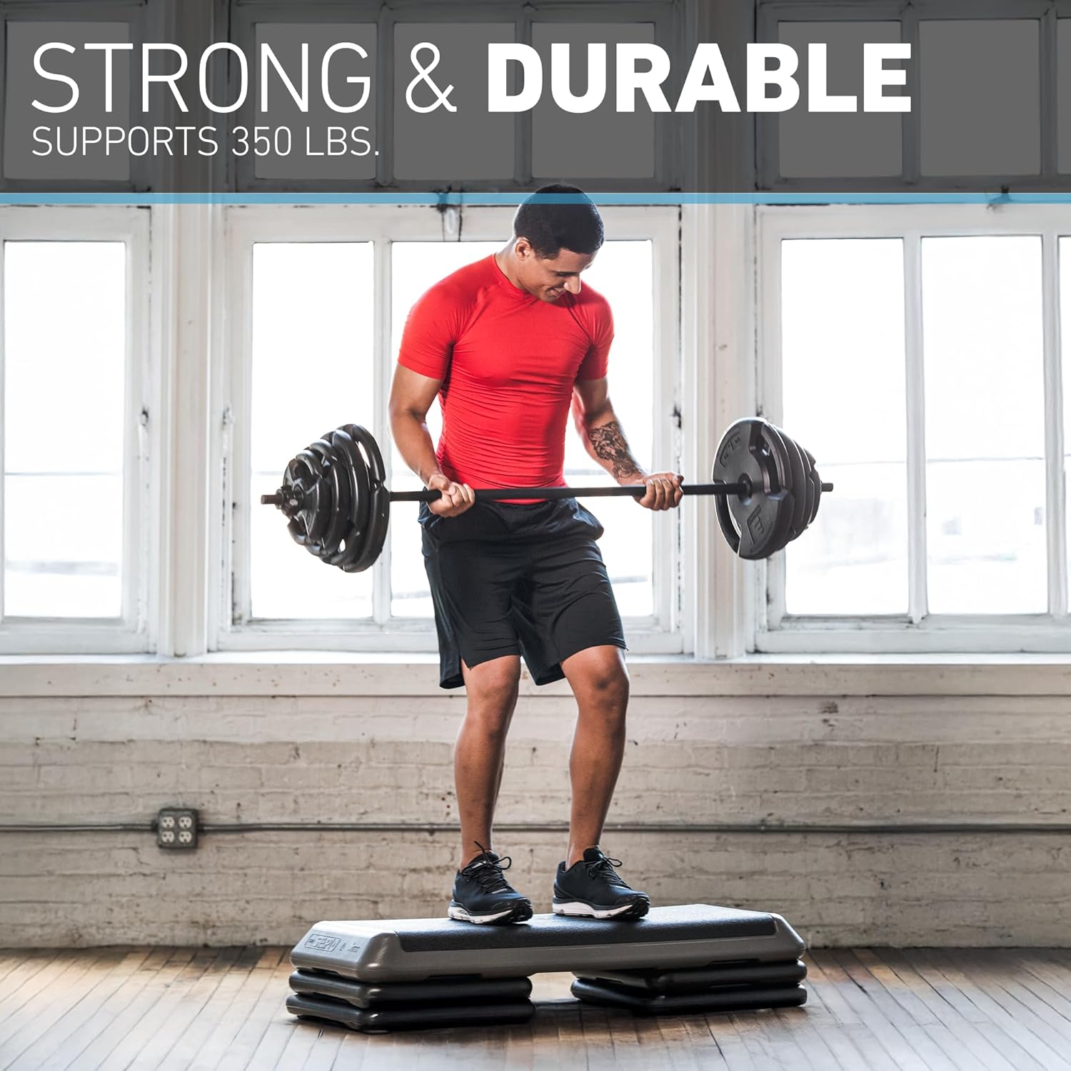 The Original STEP Exercise Step Platform, Health Club Size Stepper for Exercise at Home with 4 Stackable Risers for Height Adjustments - Image 3