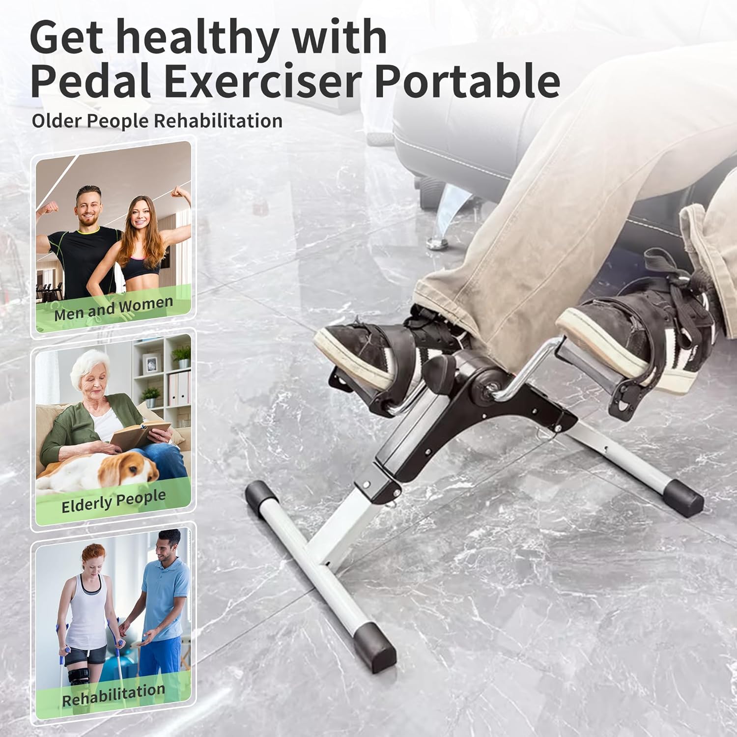 Under Desk Bike Pedal Exerciser Folding Arm Bike with LCD Display Adjustable Resistance Foldable Mini Exercise Bike Machine for Office Home with Suction Cups Anti-Slip - Image 8