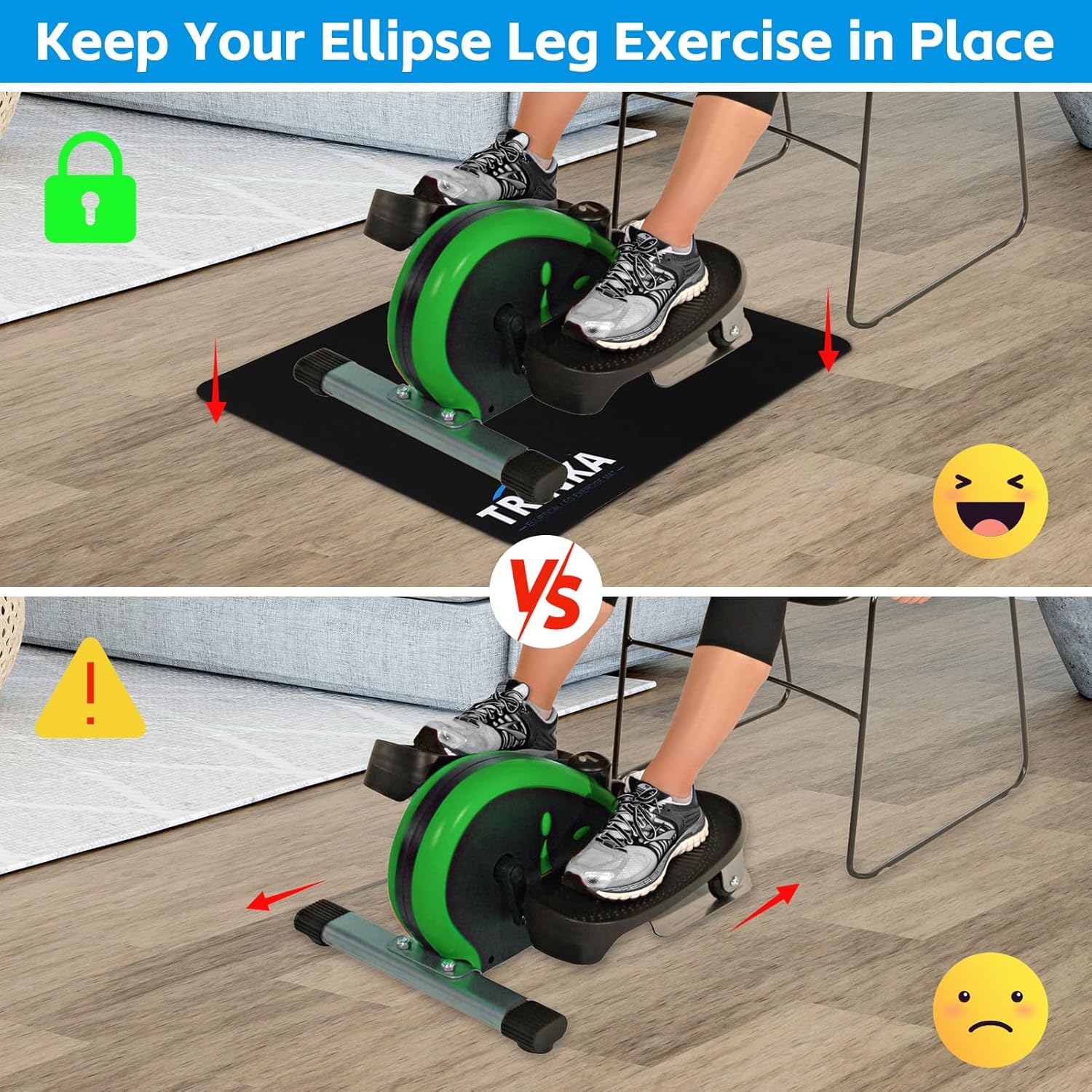 Non-Slip Workout Mat for Under Desk Ellipticals, Ellipse Leg Exerciser Machine Mat, Suitable for Electric Seated Foot Pedal Exerciser, Enhanced Stability & Floor Protection - Image 6