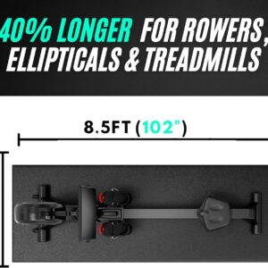 Powr Labs Rowing Machine Mat, Treadmill Mat for Carpet & Hardwood Floors – Rower Mat for Hydrow, Concept 2, Peloton Rower, Exercise Equipment, Gym Equipment