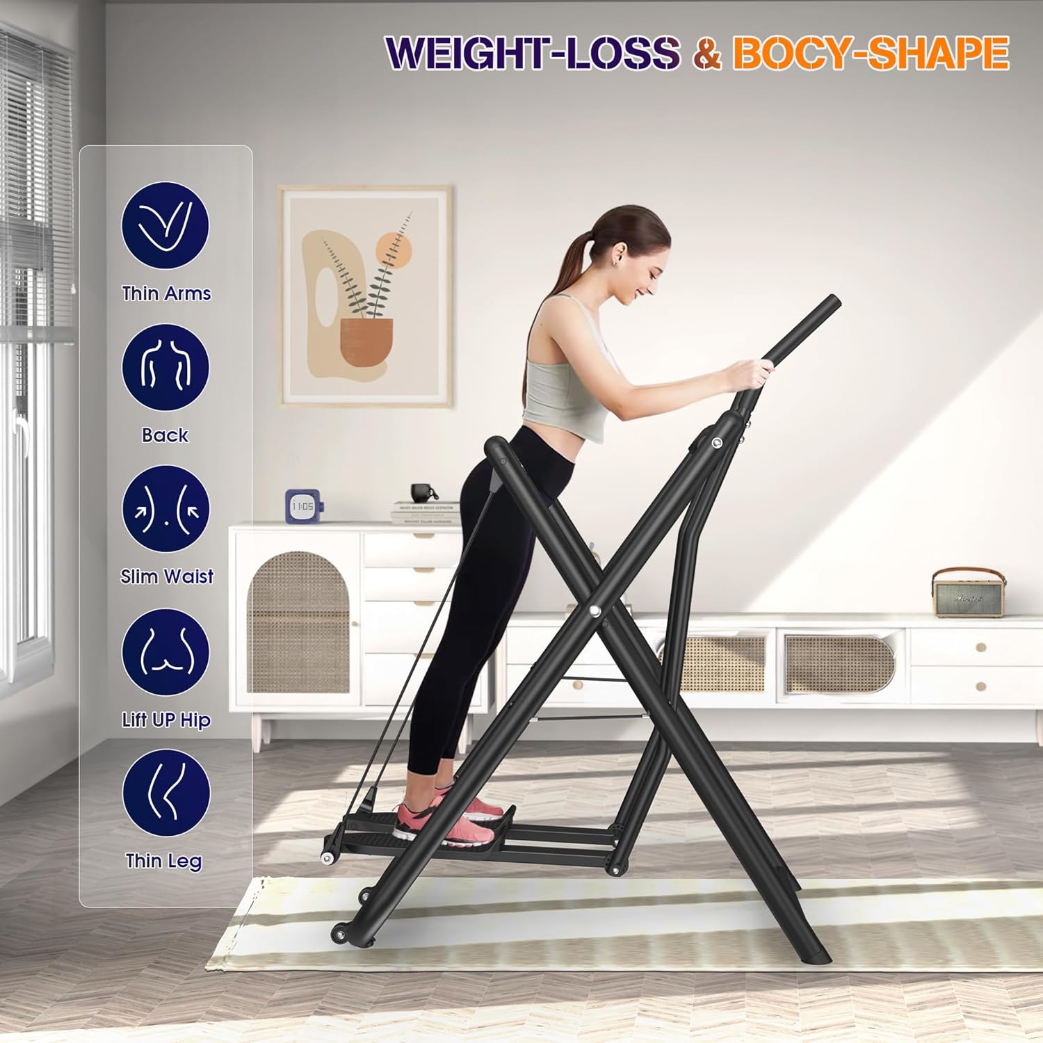 Air Walk Elliptical Glider Machine,Ellipse Machine for Home Cross-Training Arm/Leg Cardio Workout Equipment,Fully Assembled Low-Impact Design for Home Gym,600LBS Loading Capacity-New Version - Image 6