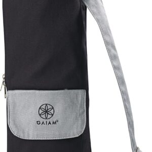 Gaiam Cargo Yoga Mat Bag, Full-Zipper Yoga Mat Carrier with Adjustable Strap, Front & Exterior Phone Pocket with Earbuds Slit, Stylish & Functional Fitness Mat Holder for Women & Men