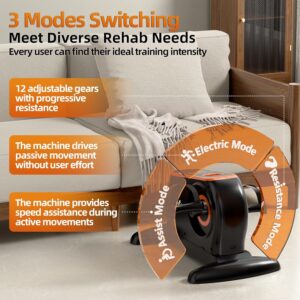 Motorized Exercise Bike Electric Pedal Exerciser for Seniors Rehab Training, Under Desk Bike Pedal Exerciser for Arm/Leg Fitness & Physical Therapy, 12 Levels Speed Adjustment