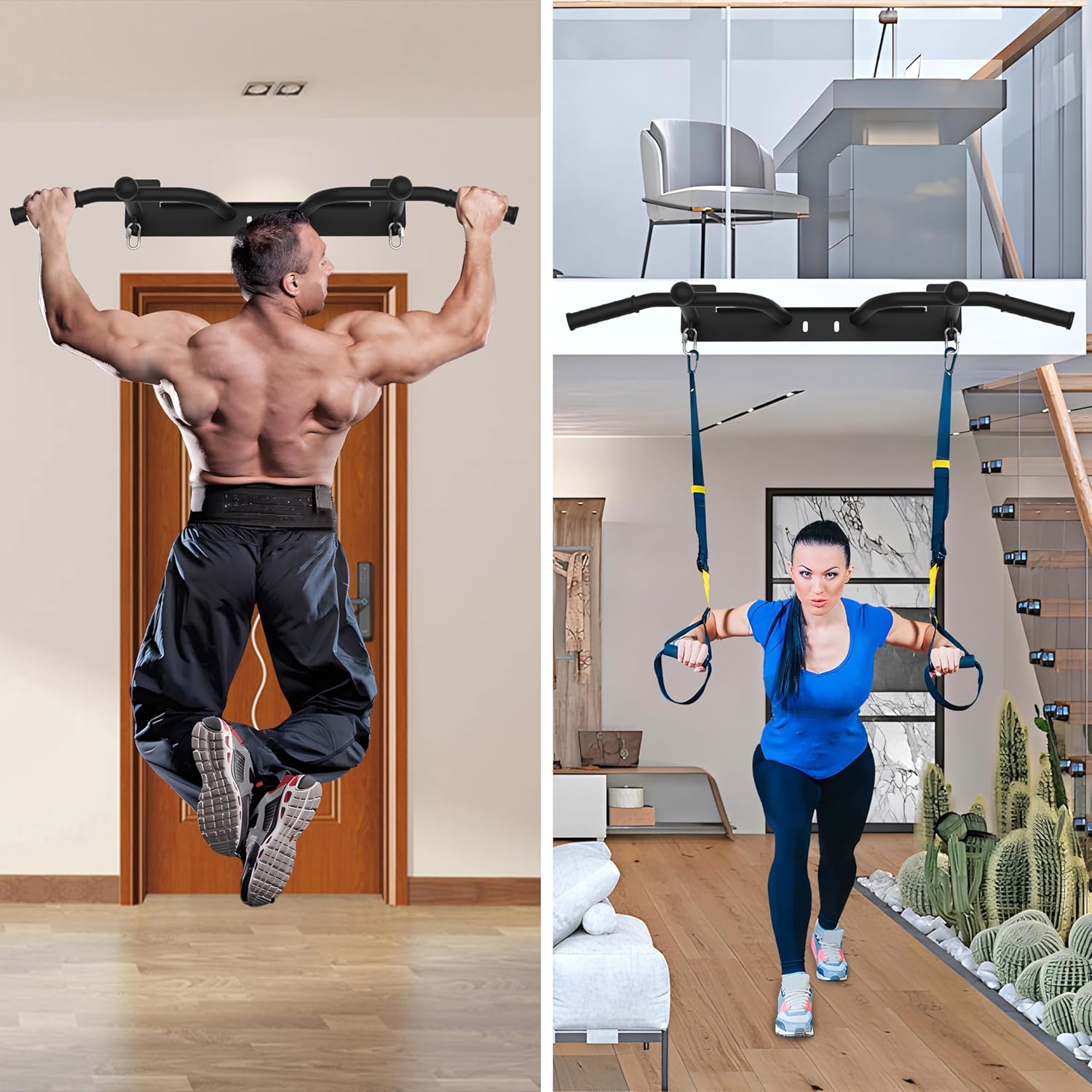Wall Mounted Pull Up Bar - Heavy Duty Chin Up Bar, Pull-Up Bar for Garage, Joist, Wall Mount - Multifunctional Fitness Bar, Supports up to 600 Lbs - Image 2