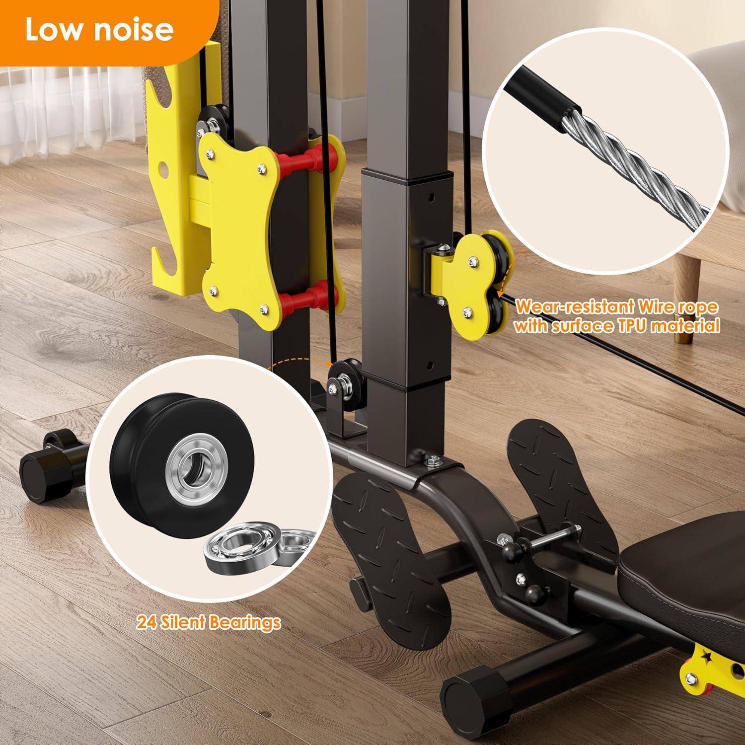 soges Foldable LAT Pull Down Machines & Rowing Machine, Multi-Functional Low Row Cable LAT Tower, Home Fitness Exercise Workout Station Strength Training Bar Machine - Image 5
