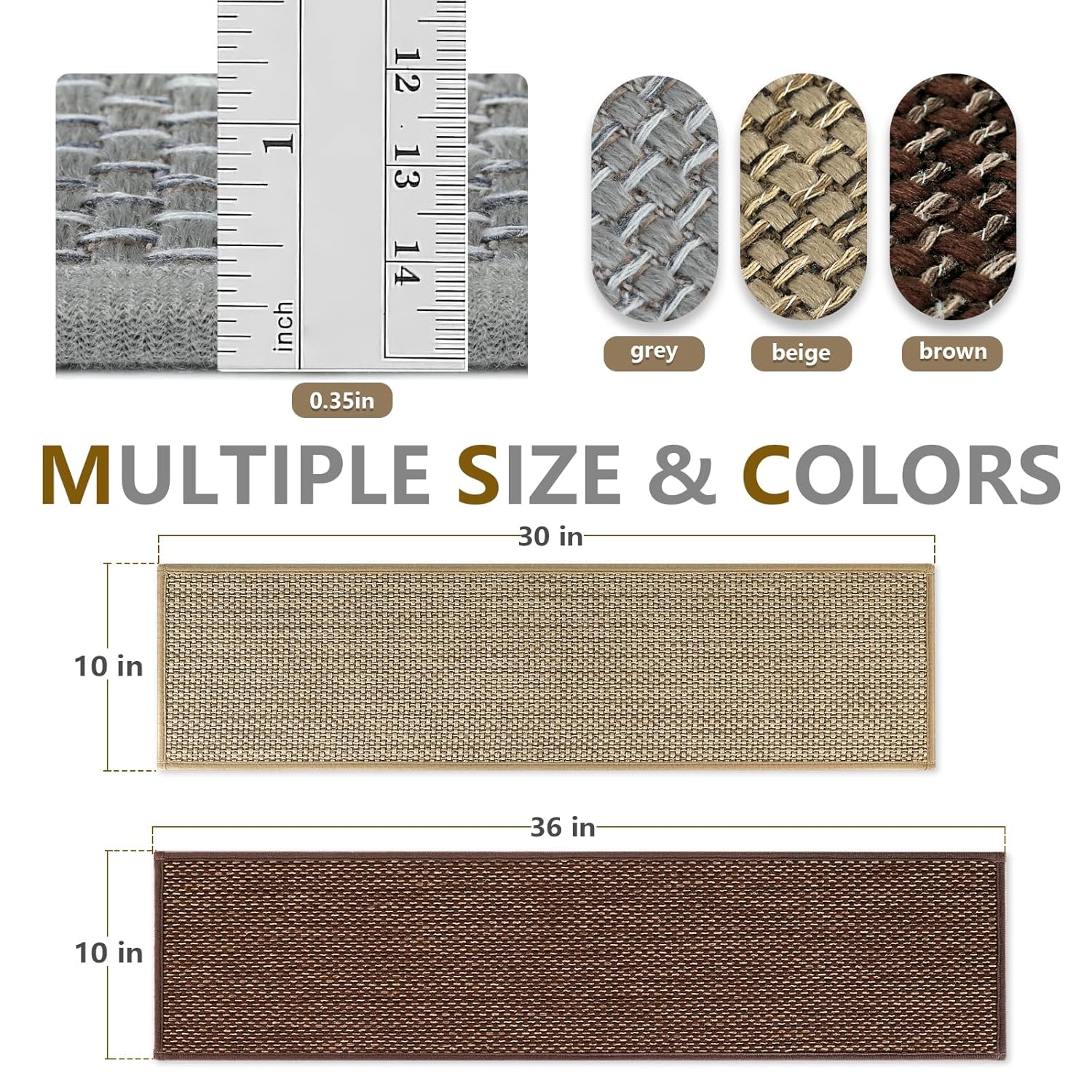 Stair Treads Non Slip for Wooden Steps Indoor 10" x 36" 15 Pack Extra Wide Stair Tread Carpet Stairs Runner, Step Pads with Reusable Adhesive for Dogs Kids Elders, Machine Washable, Beige - Image 2