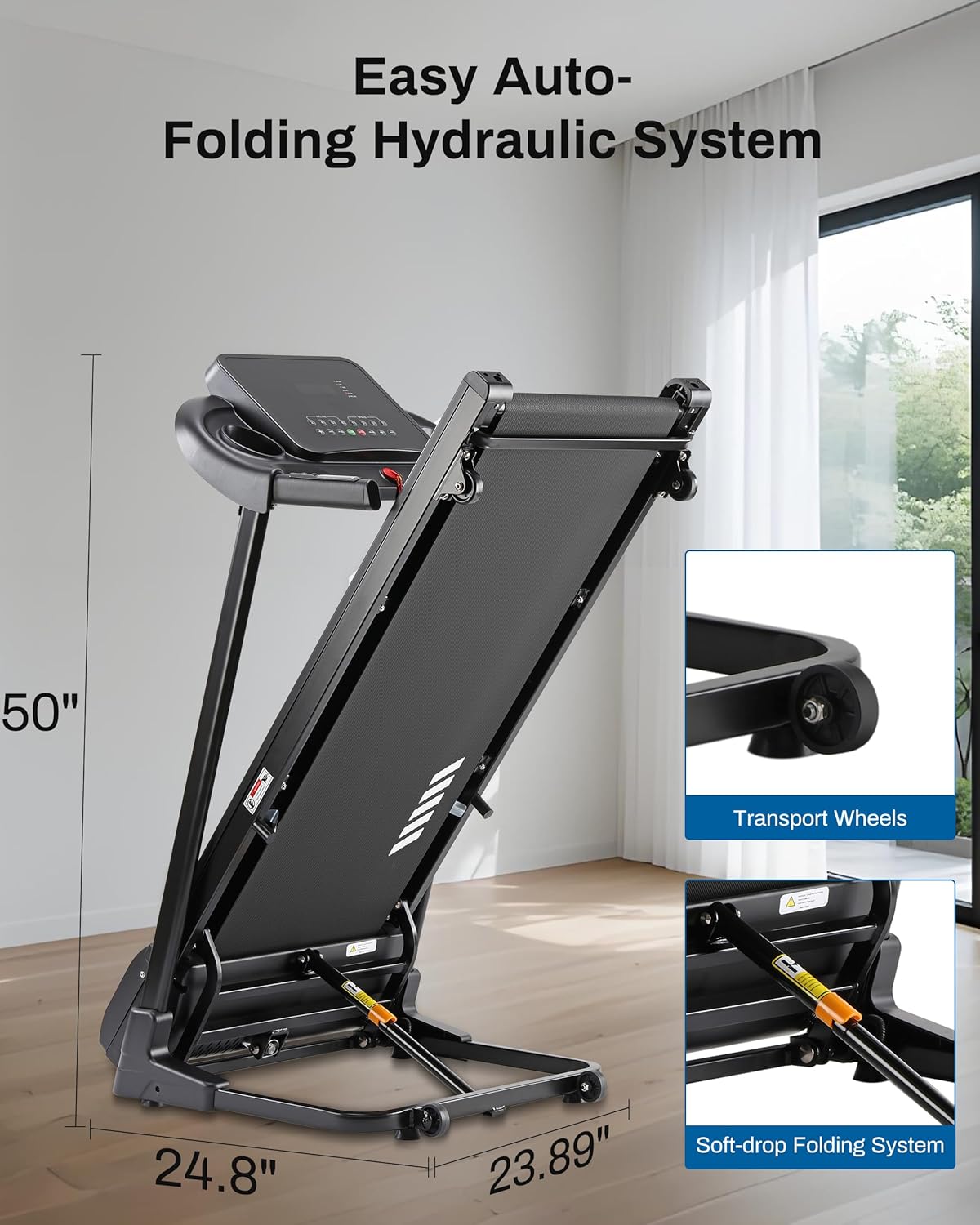 Incline Treadmill, Treadmill with 15% Auto Incline, 3.0HP, 300 lbs Capacity, Bluetooth APP, Shock Absorbing Design for Home Use - Image 6