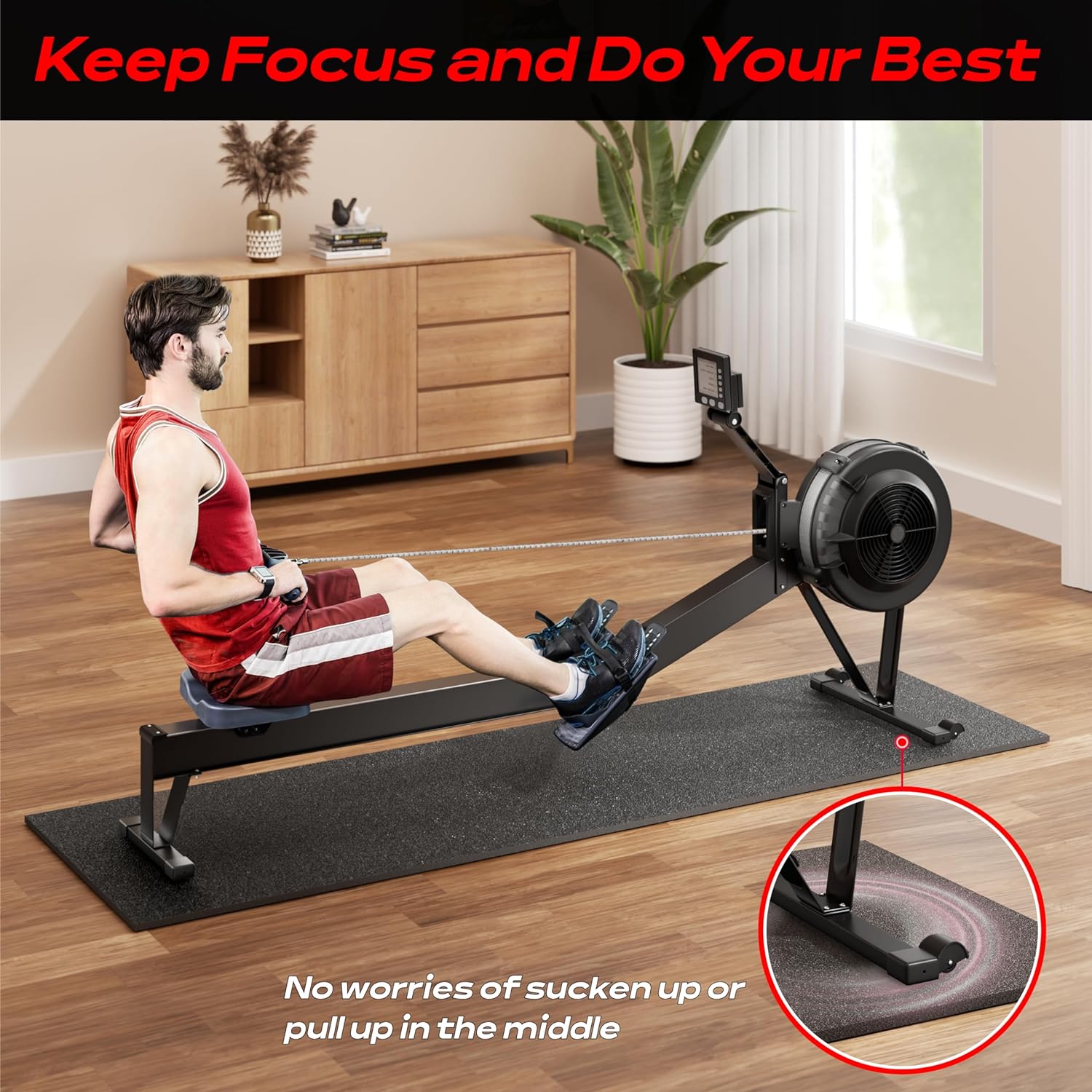 Bike Trainer Mat Compatible with Peloton Bike, for Treadmill & Row, THK 6mm, Under Mat Protect Hardwood Floor Carpet, Trainer Accessory for Indoor Stationary Exercise Bicycle - Image 4