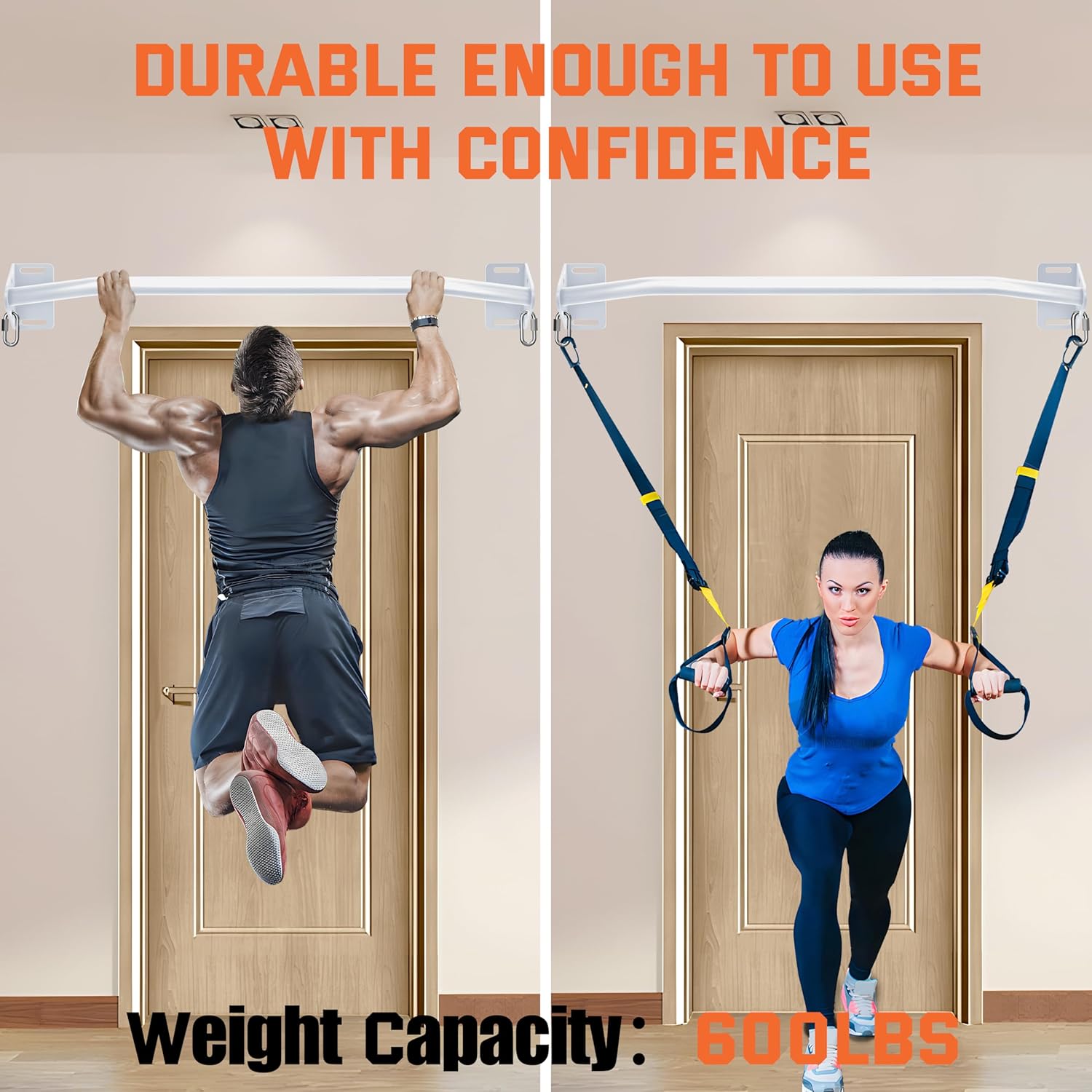 Pull Up Bar Wall Mounted-Heavy Duty Joist Mounted Pull Up Bar-Premium Strength Training Pull-Up Bars-Fast and Easy Installation for Home and Garage Use,Supports up to 600 Lbs - Image 2