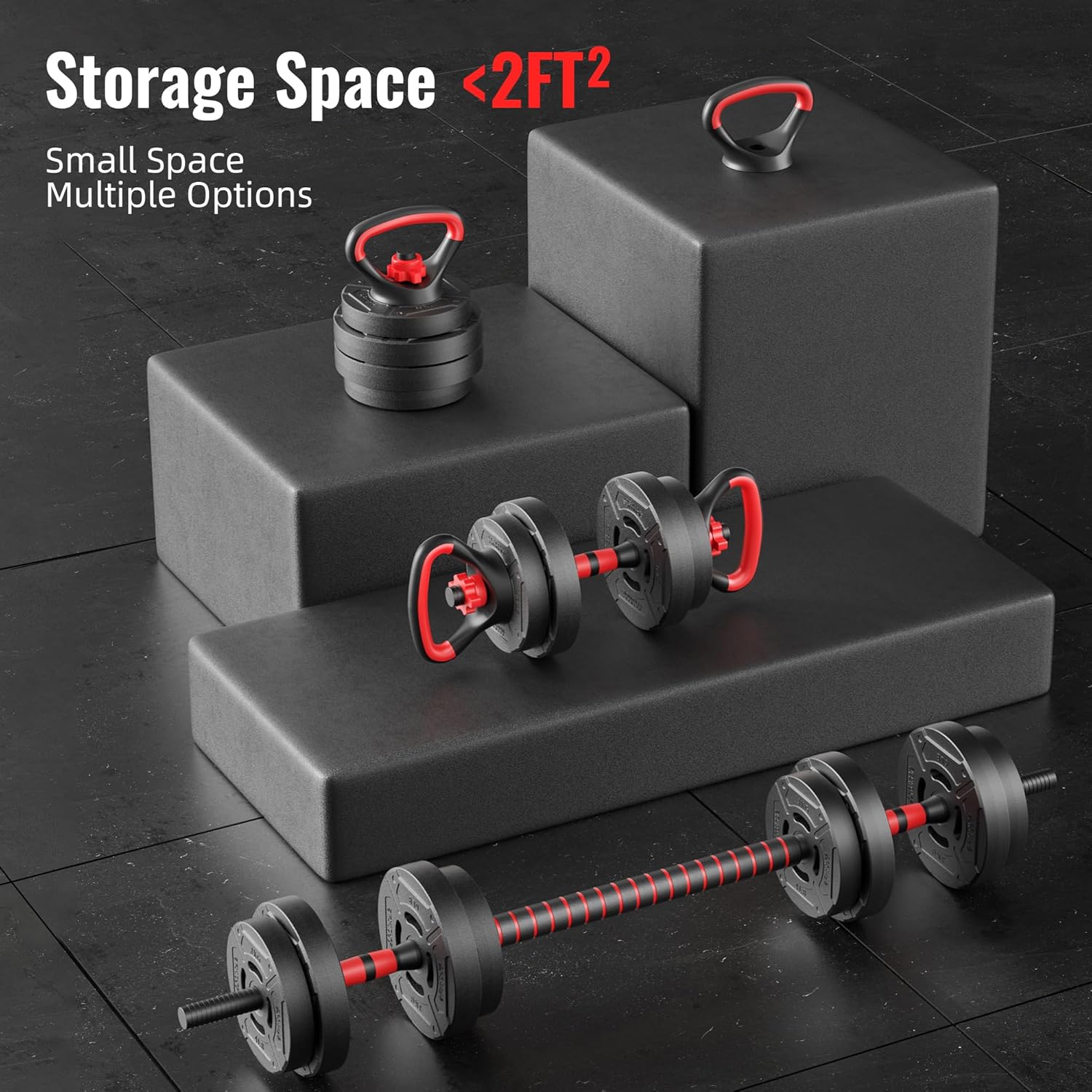Multi-Functional Portable Changeable Dumbbell and Barbell Kettlebell Set with Adjustable Weights, 40LBS or 60LBS Sets, Multiple Styles - Image 4