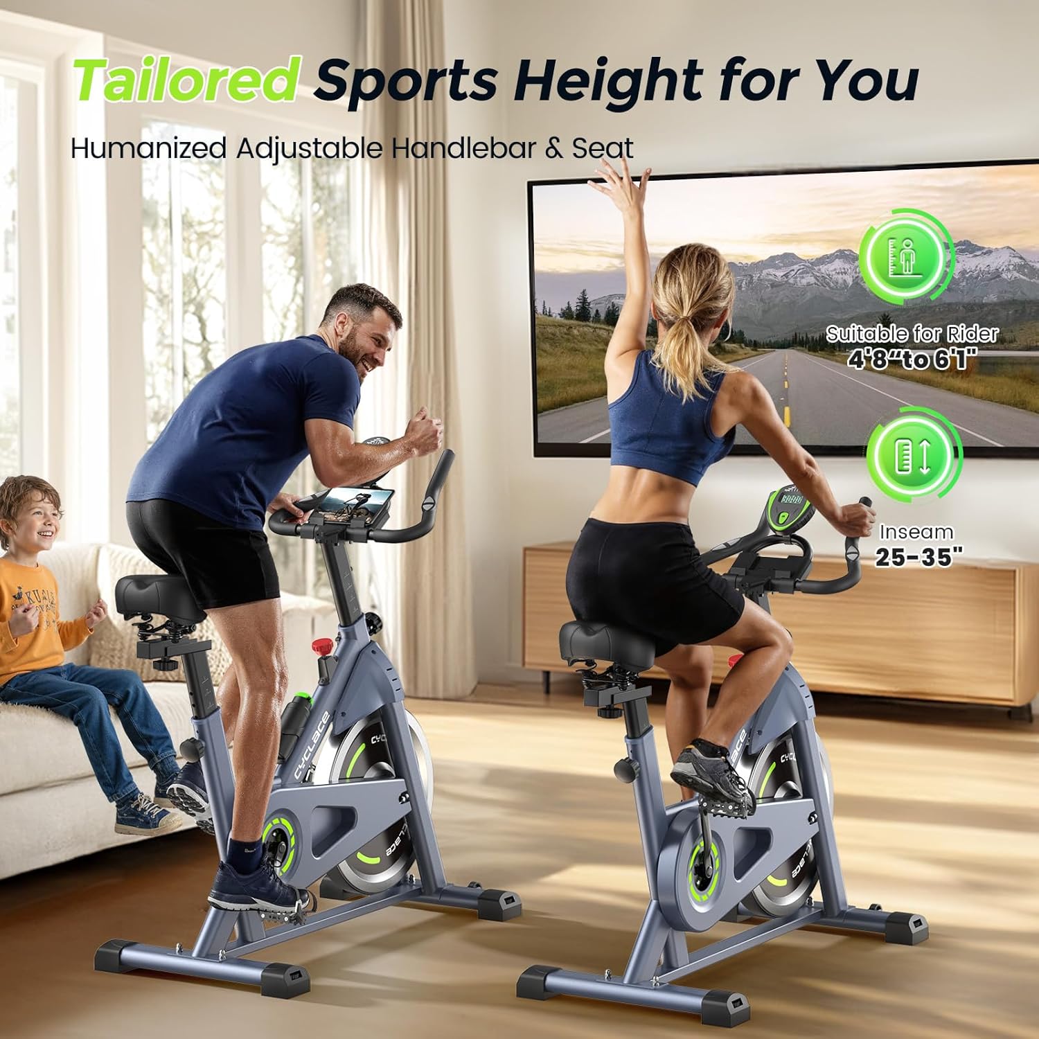 Cyclace Exercise Bike, Magnetic Stationary Bike for Home, Low Noise Cardio Indoor Cycling Bike with App Compatible, 300LBs Weight Capacity & Tablet Mount - Image 7