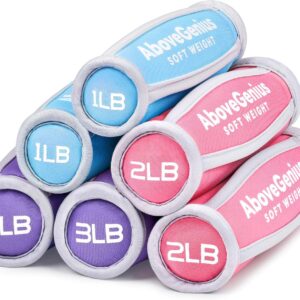 Hand Weights for Women Men, Soft Dumbbells Set of 6(1lb 2lb 3lb Each Pack) for Dumbbell Walking Weight Sets with Hand Strap, Pink Weights for Workout Running, Pilates, Yoga, Jogging and Physical Therapy, Gifts for Women