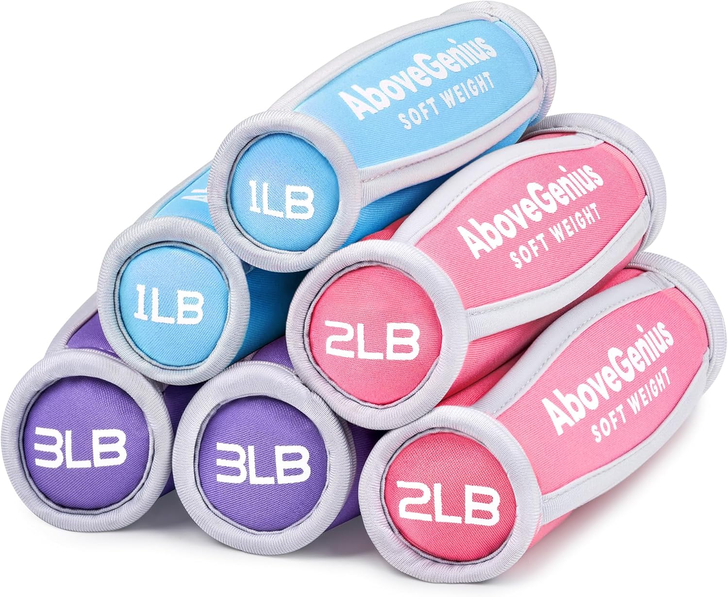 Hand Weights for Women Men, Soft Dumbbells Set of 6(1lb 2lb 3lb Each Pack) for Dumbbell Walking Weight Sets with Hand Strap, Pink Weights for Workout Running, Pilates, Yoga, Jogging and Physical Therapy, Gifts for Women