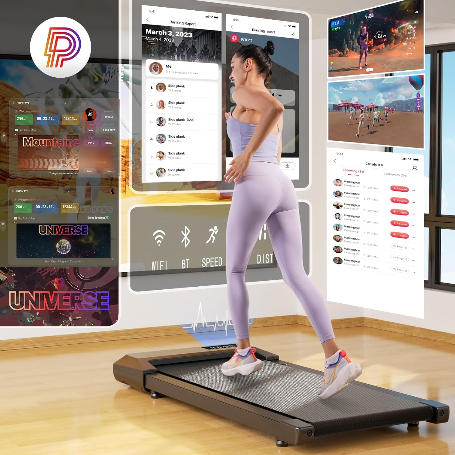 SupeRun Walking Pad, Under Desk Treadmill, 3 in 1 Portable Treadmill with Remote Control LED Display, 2.5 HP Quiet Walking Jogging Machine for Office Home Use, 300 Lbs Capacity - Image 7