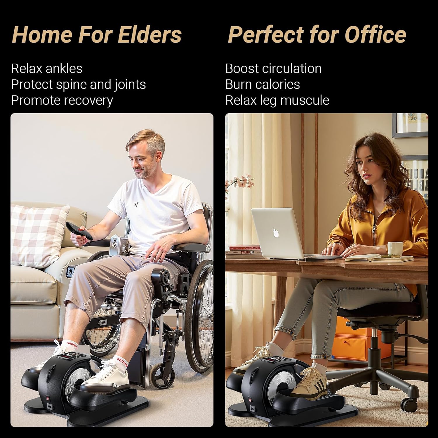 UTRYUP Under Desk Elliptical Machine, Electric Elliptical Machine While Sitting for Seniors with Remote Control, 12-Speed Adjustable & Quiet Operation, Compact Pedal Exerciser for Home or Office Use - Image 3