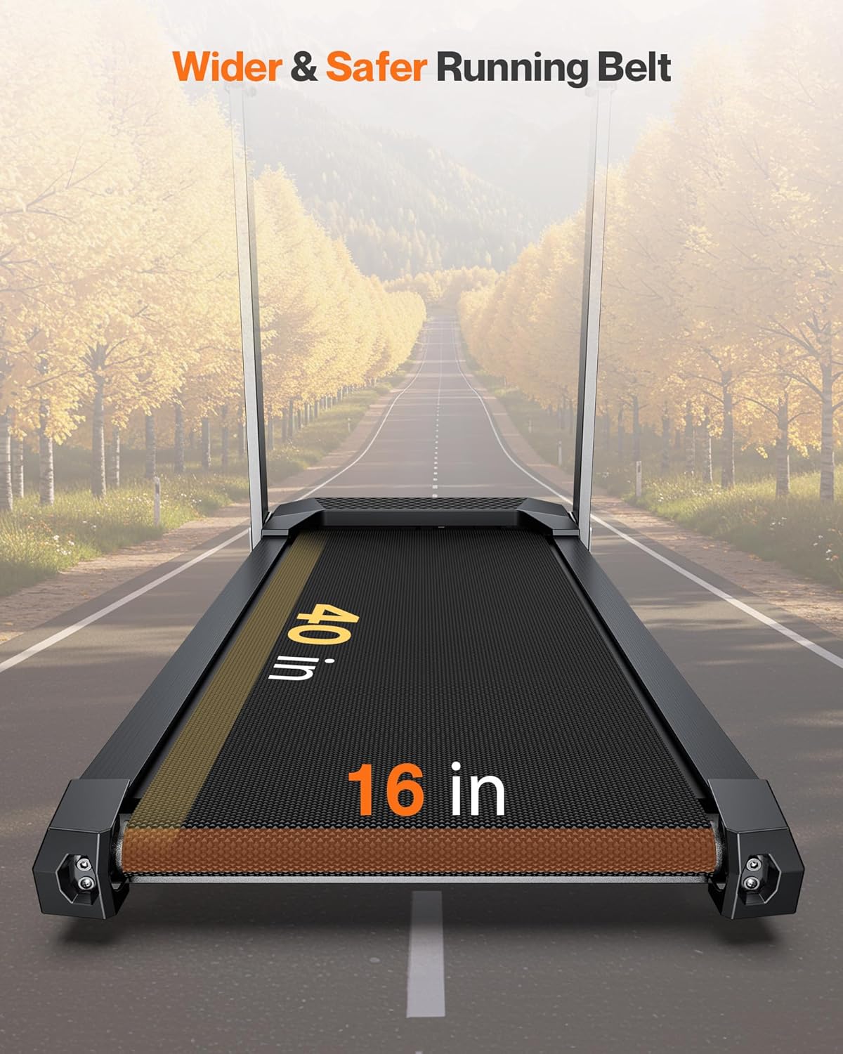 Folding Treadmill with Incline, 3.0 HP Quiet Treadmills for Home, 350 lbs Weight Capacity & 7.6 MPH, Incline Treadmill with Pulse Sensor and Bluetooth Speaker, Wide Belt, App, LED Display - Image 7