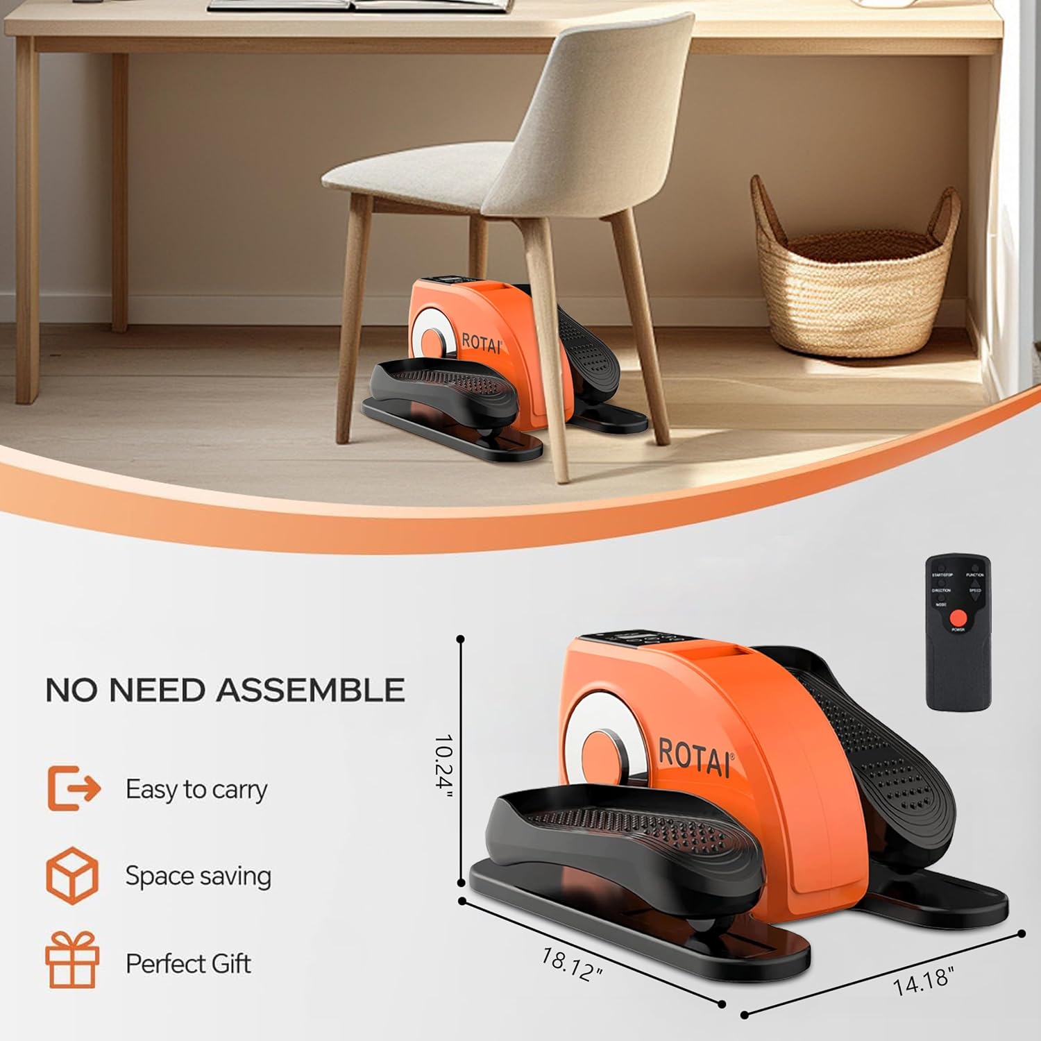 Under Desk Elliptical Machine for Seniors Rehab Electric Seated Leg Foot Pedal Exerciser Bike, Portable Trainer for Home & Office with Remote and LCD Monitor - Image 7
