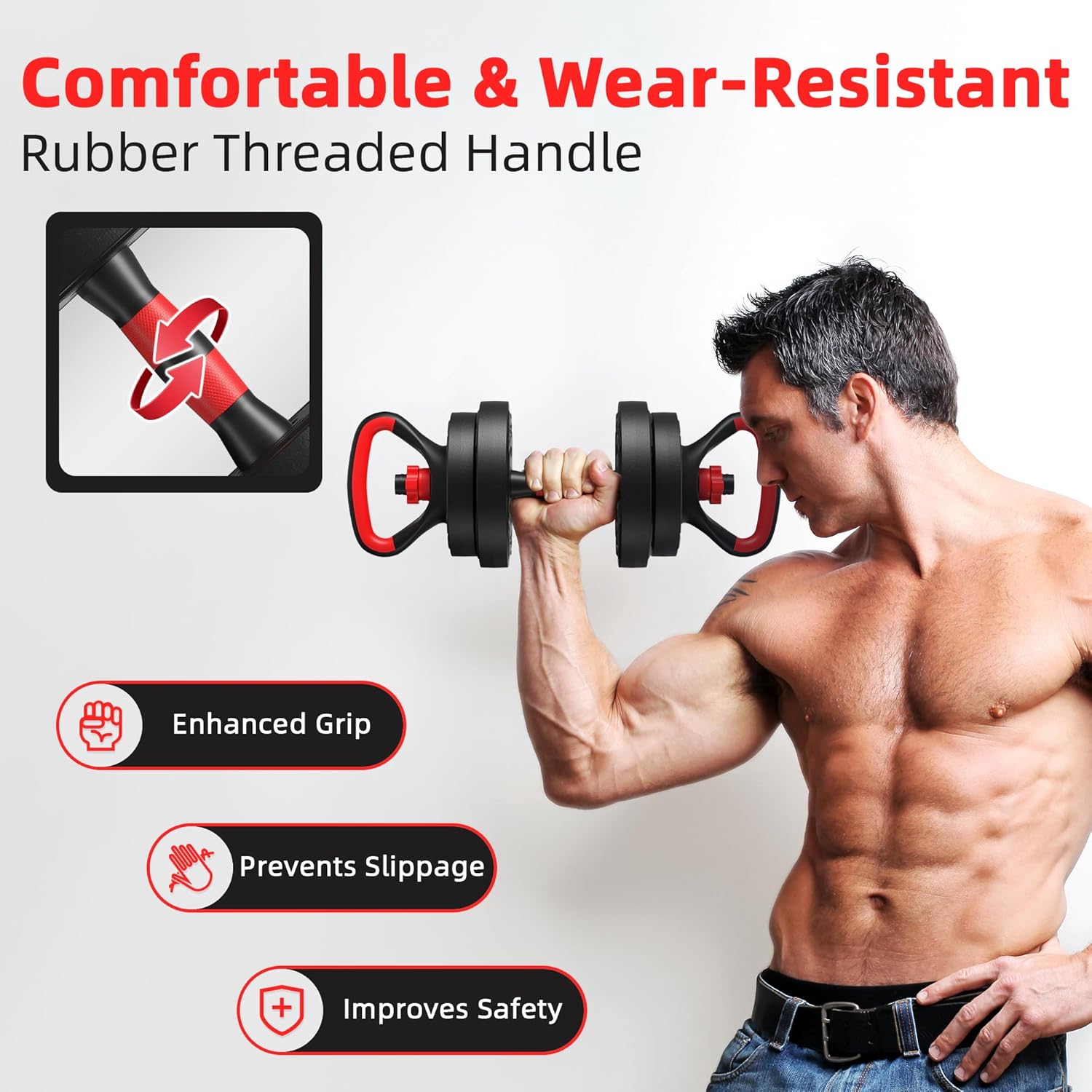 Multi-Functional Portable Changeable Dumbbell and Barbell Kettlebell Set with Adjustable Weights, 40LBS or 60LBS Sets, Multiple Styles - Image 6