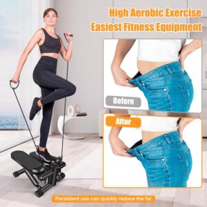 Hydraulic Fitness Stepper with LCD Monitor – Mini Stepper with 300LBS Loading Capacity and Resistance Bands