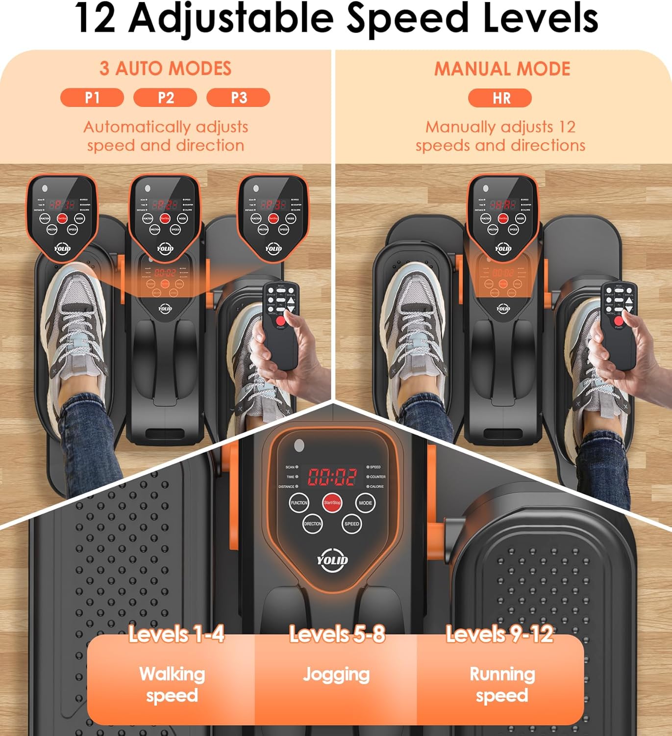 2025 New Under Desk Elliptical Machine,Portable Seated Pedal Exercise Machine for Seniors,Mini Ellipse Leg Exerciser with 12 Adjustable Speeds&Remote Control,Quiet&Compact for Home Office - Image 7