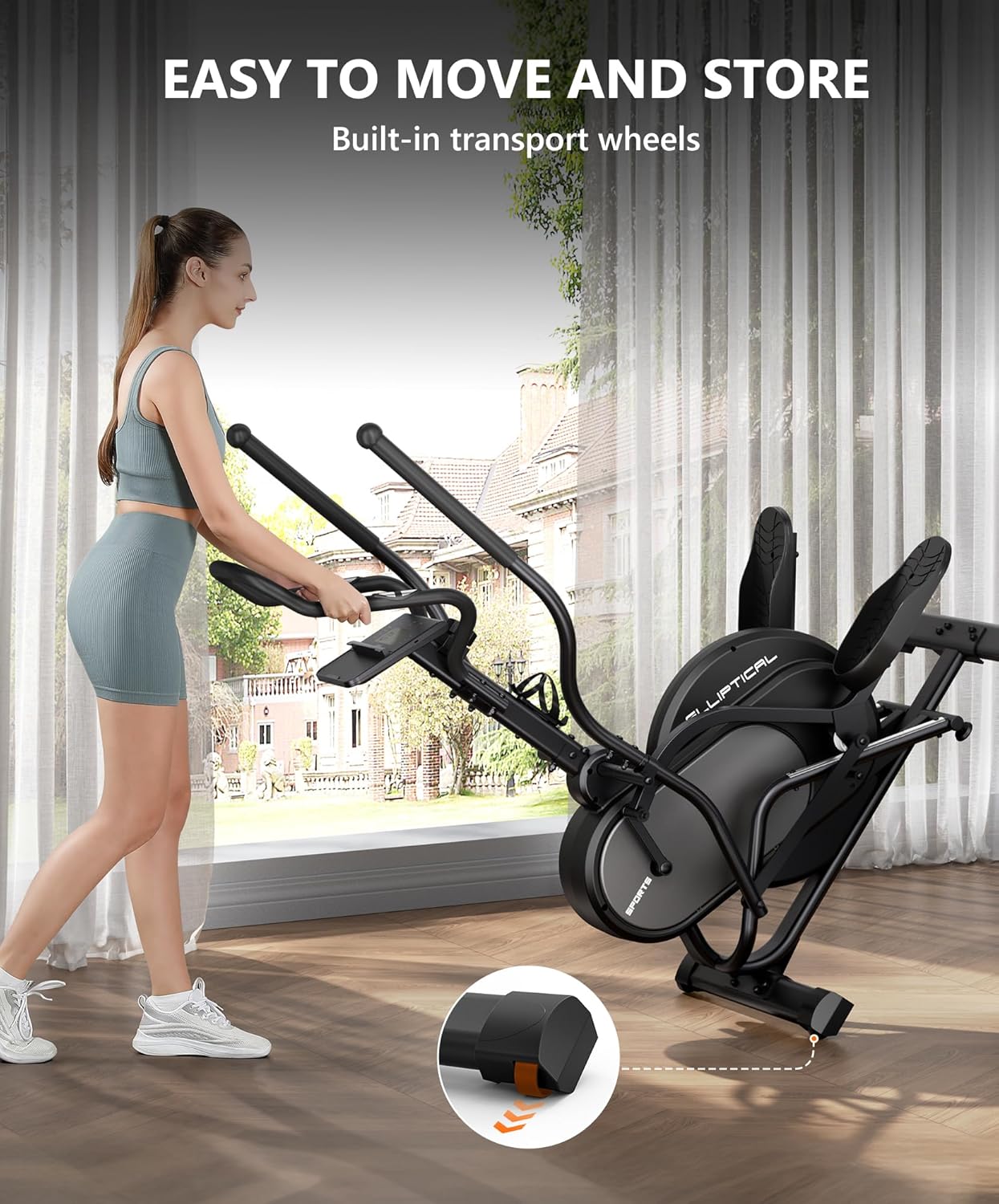 THERUN Elliptical Exercise Machine, 3-in-1 Cardio Climber Stepping Elliptical Machine for Home, Stair Stepper Elliptical Training Machines w/16 Levels Resistance, Pulse Sensor, LCD Monitor - Image 8