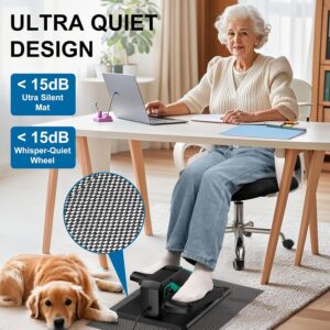 VIVURN-018 Under Desk Elliptical 5 Mode 12 Speed Low Impact Mini Electric Leg Exerciser As Seen on TV While Sitting for Seniors with Non-Slip Mat Quiet&Portable Seated Elliptical for Home and Office