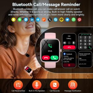Smart Watch with Alexa Built-in, 1.83″ HD Touchscreen Fitness Tracker, Bluetooth Notifications/Calls, IP68 Waterproof, 120+ Sport Modes, 24/7 Heart Rate & Sleep Monitor for iPhone Android iOS (Pink)
