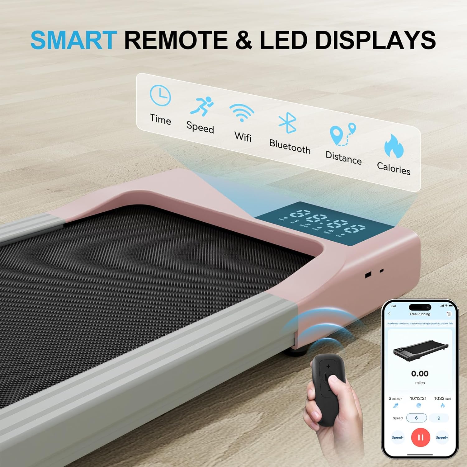 Walking Pad Treadmills for Home Office, Under Desk Walk Mat with APP and Remote Control, 3 in 1 Portable Exercise Equipment, Compact Jogging Running Machine for Small Space, 250 Lbs Capacity - Image 6