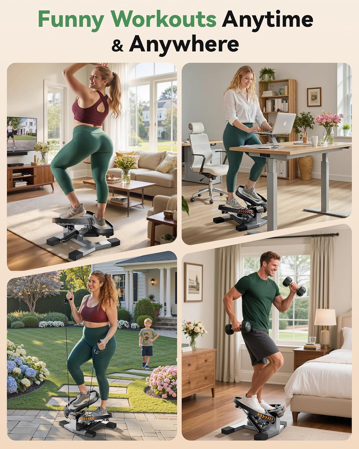 Sportsroyals Stair Stepper,Twist/Mini Stepper for Exercise at Home,Step Machine with Resistance Bands for Full Body Workout, 350lbs+ Capacity - Image 8
