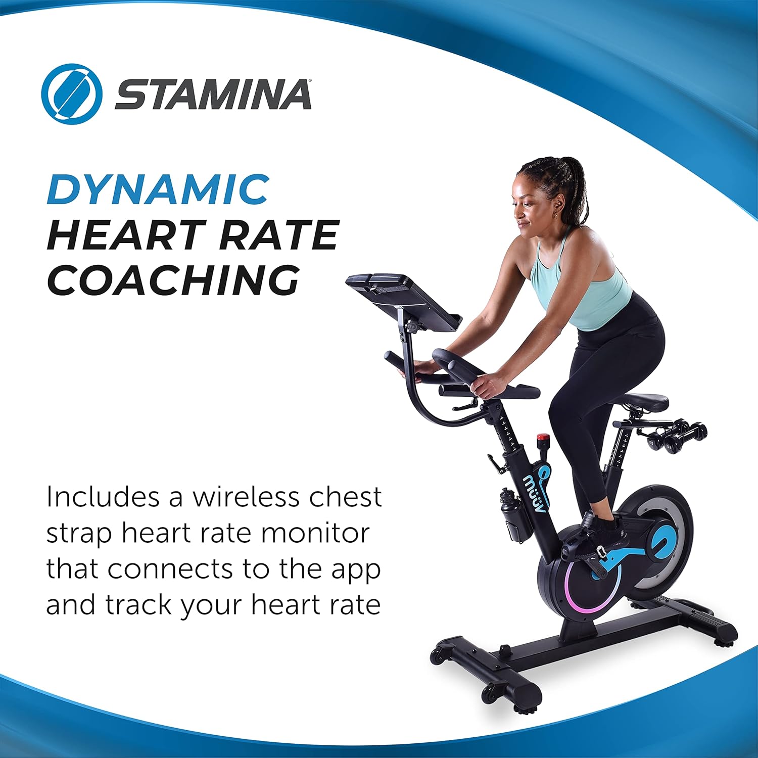 Stamina müüv Bike - Exercise Bike with Wireless Bluetooth Smart Mount - Integrated müüv App for Personalized Home Workout - Up to 330 lbs Weight Capacity - Image 8
