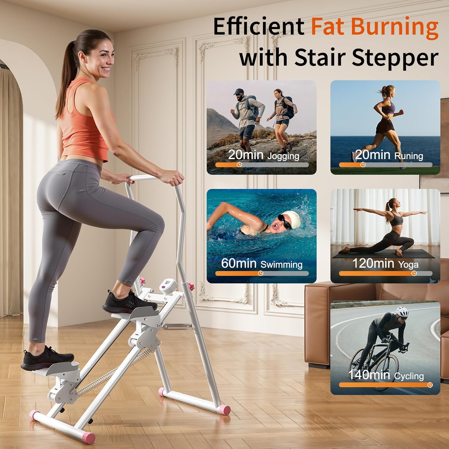 MOMODA Stair Stepper Resistance Adjustable Folding Vertical Climber Machine for Home Gym Full-Body Workout - Image 2