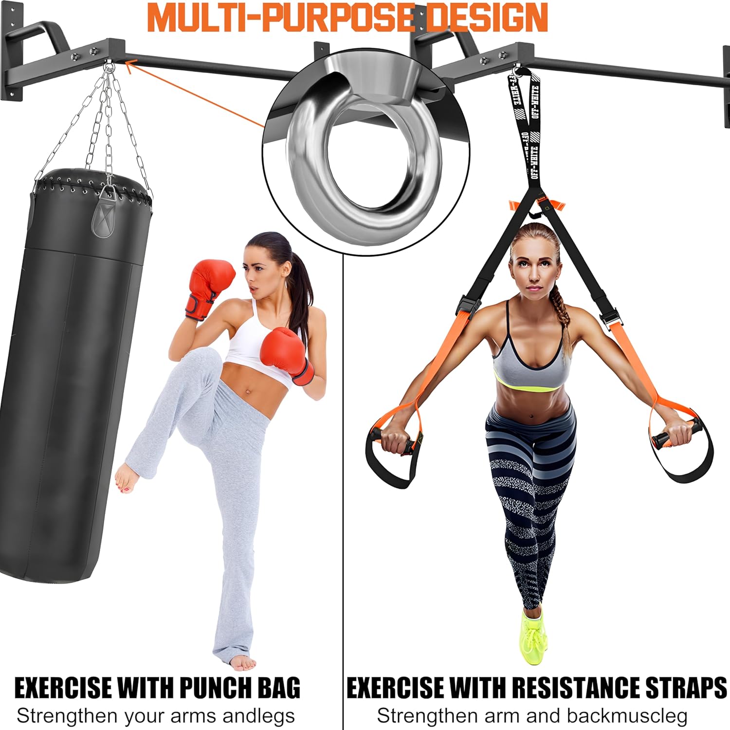 2025 Upgrade Pull Up Bar Wall Mounted - 600 lbs Heavy Duty Strength Training Pull-Up Bars, Ideal Rogue Pull Up Bar for Home and Commercial Gym, Easy Installation Chin Up Bar, Versatile Garage Pullup Bar - Image 6