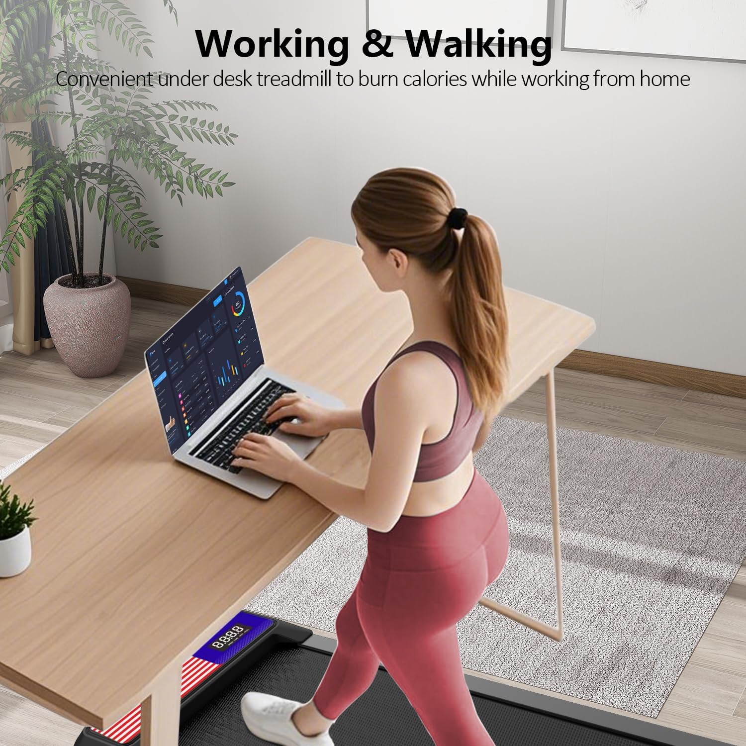 Walking with Incline Pad and Handle Bar, 3 in 1 Mini Walking Machine, 2.5HP Low Noise Treadmill for Home with Remote Control, Treadmill with Handle Bar, Running Pad with Remote Control - Image 3
