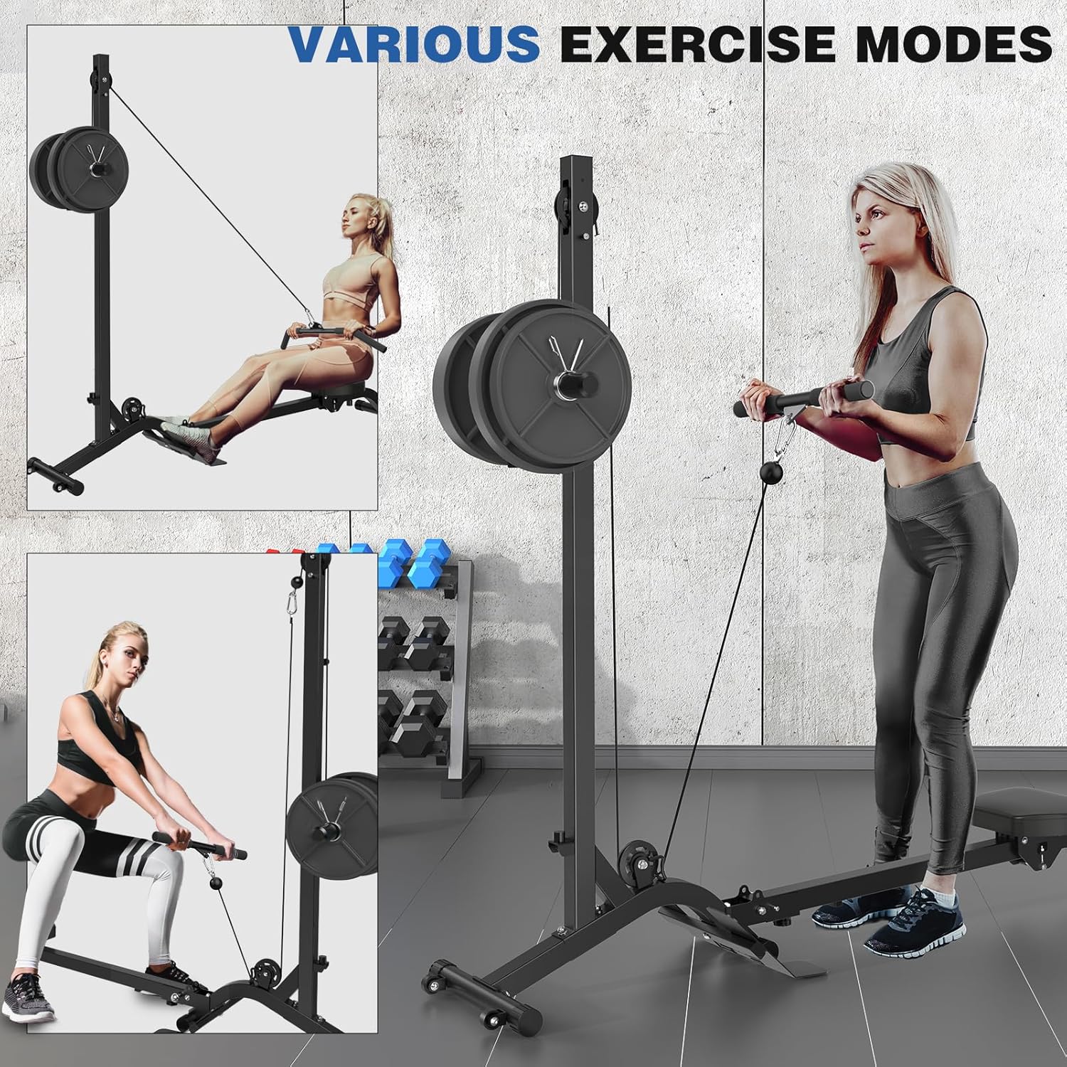 BEKING Foldable Rowing Machine Adjustable LAT Pull Down and Low Row Cable Machine with High and Low Pulley Stations,2 in 1 Multi-Function Compact Rowing Machine for Home Gym Equipment - Image 5