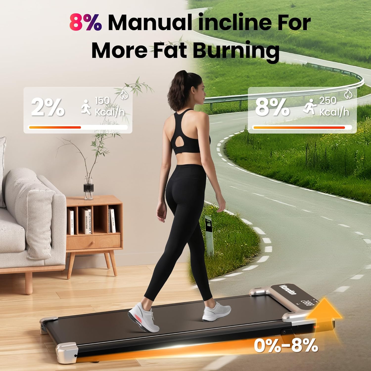 Walking Pad,Under Desk Treadmill with Incline,2.5HP Low Noise Walking Pad with Remote and LED Display,Portable Walking Pad with 265 lbs Weight Capacity,Under Desk Treadmill Home Office - Image 3