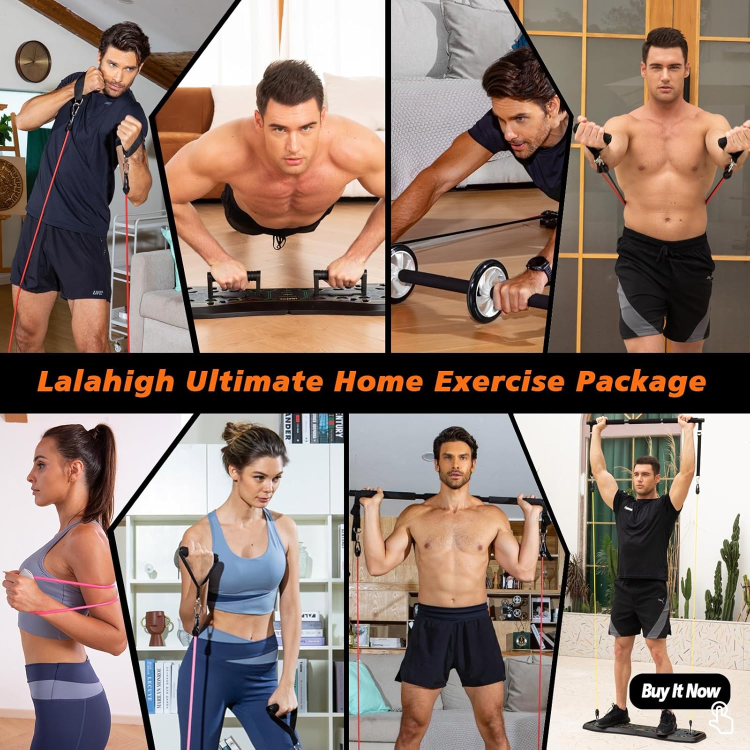LALAHIGH Push Up Board,36 in 1 Home Gym Equipment with Ab Roller Wheel & Resistance Bands, Portable Foldable Workout Board for Full Body Strength Training Men Women - Image 2